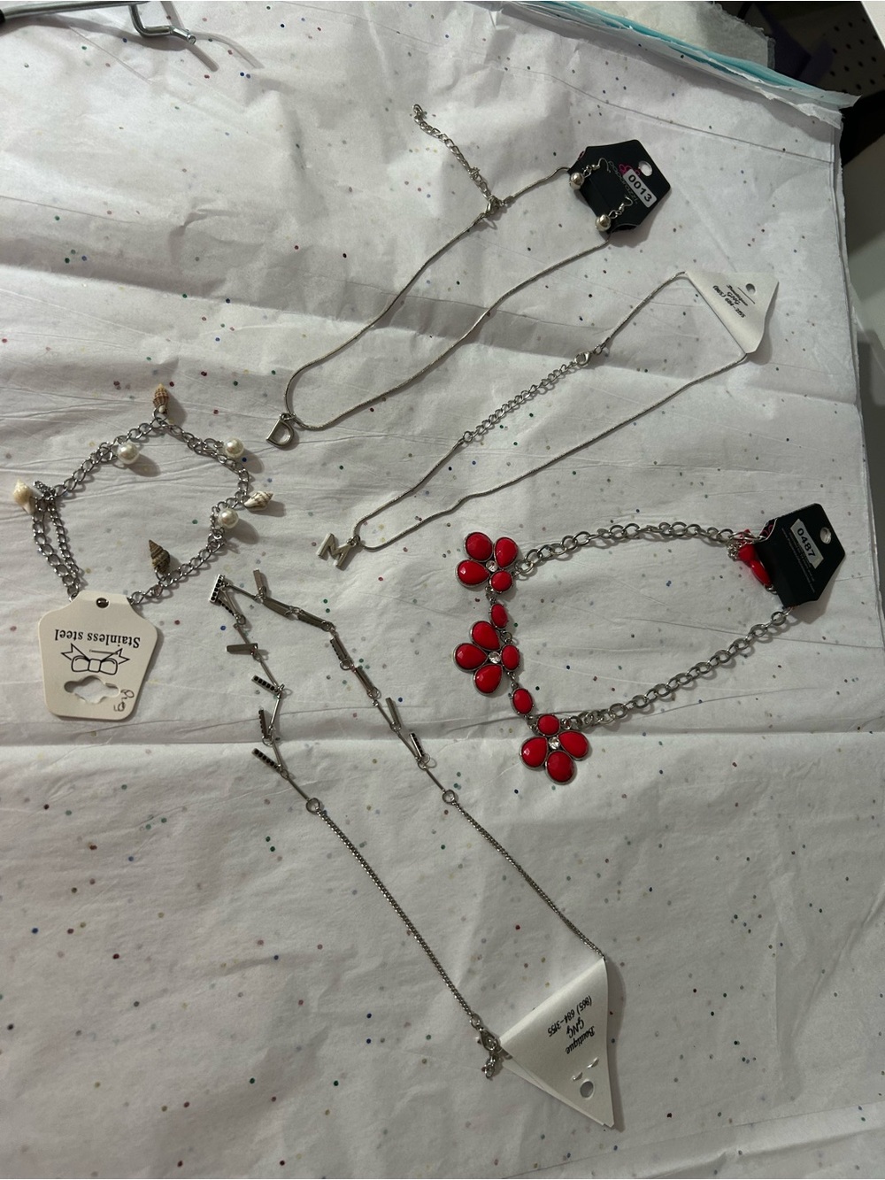 Red Floral Statement Necklace - Unbranded